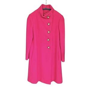 Vintage Hot Pink Wool Coat Original Buttons Mod Union Made USA 60s Kennedy RARE